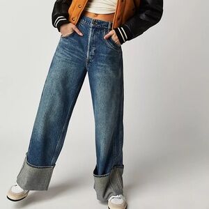 Free People Blue Wide Leg Jeans